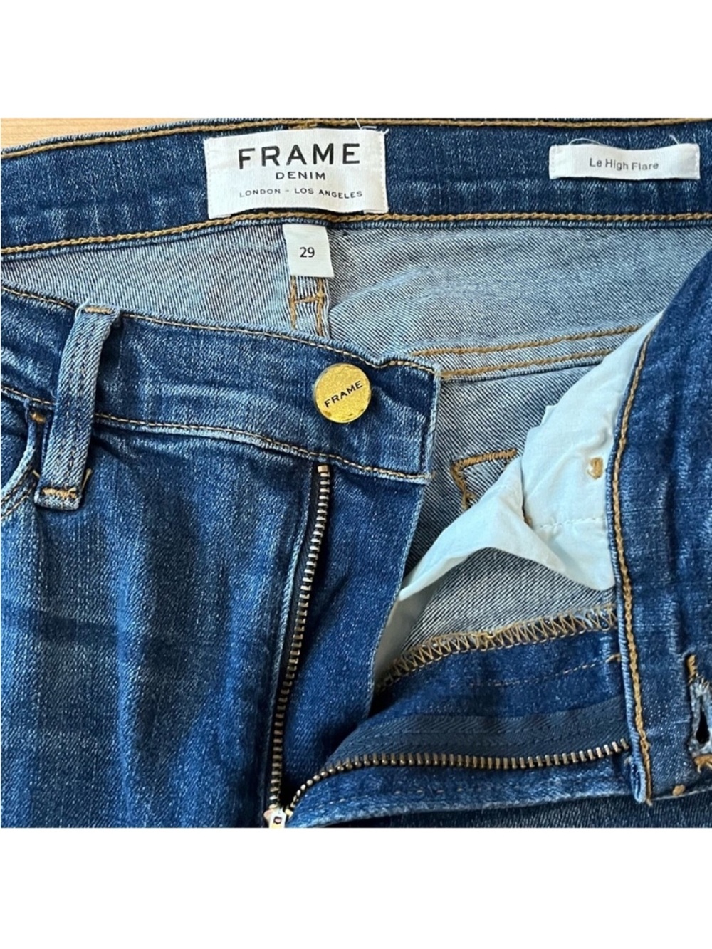 FRAME DENIM Le High Flare Raw Hem Crop in Neosho size 29 - Picture 8 of 12